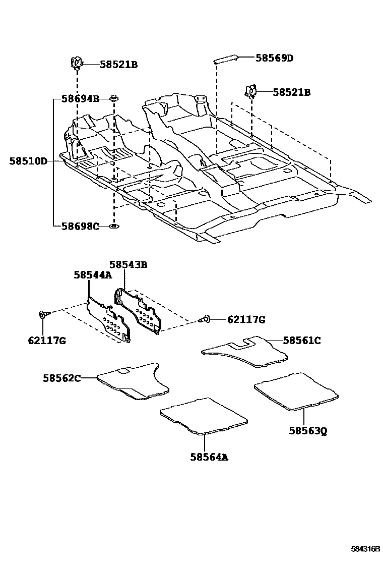 Toyota CAMRY 地板垫和地毯 EPC diagram — 584316B