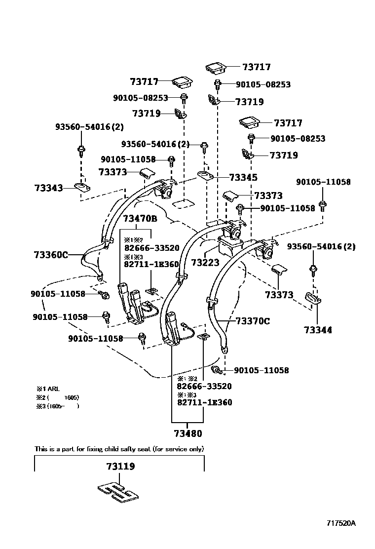 Toyota CAMRY 安全带和儿童保护座椅 EPC diagram — 717520A