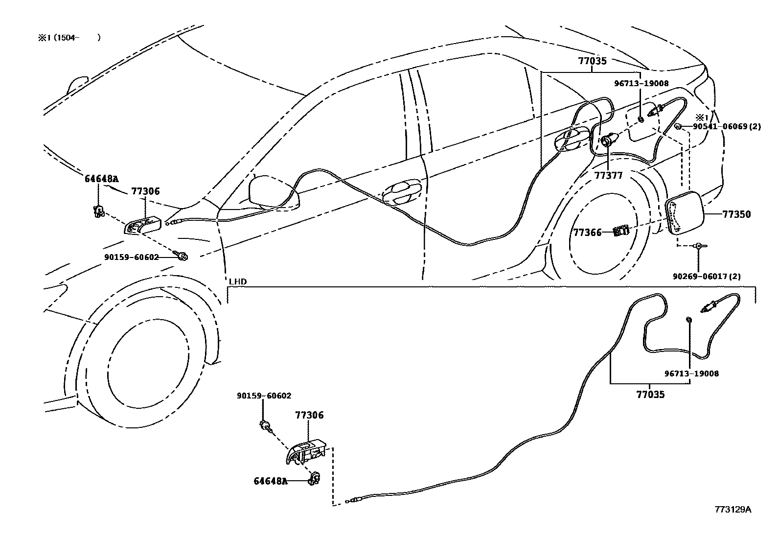 Toyota CAMRY 燃油箱和燃油管 EPC diagram — 773129A