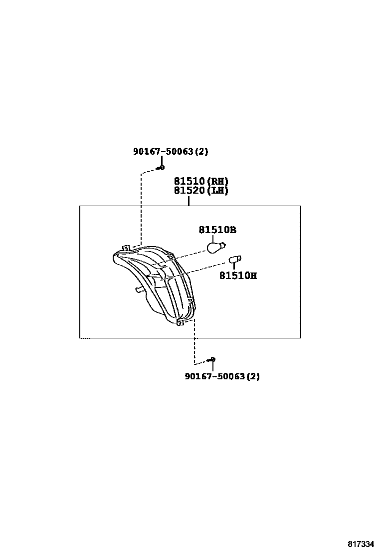 Toyota CAMRY 前转向灯 EPC diagram — 817334