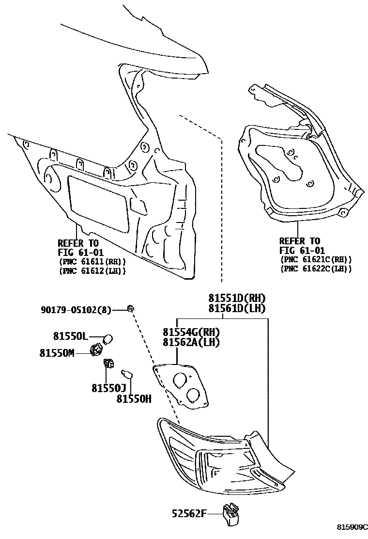 Toyota CAMRY 后组合灯 EPC diagram — 815909C