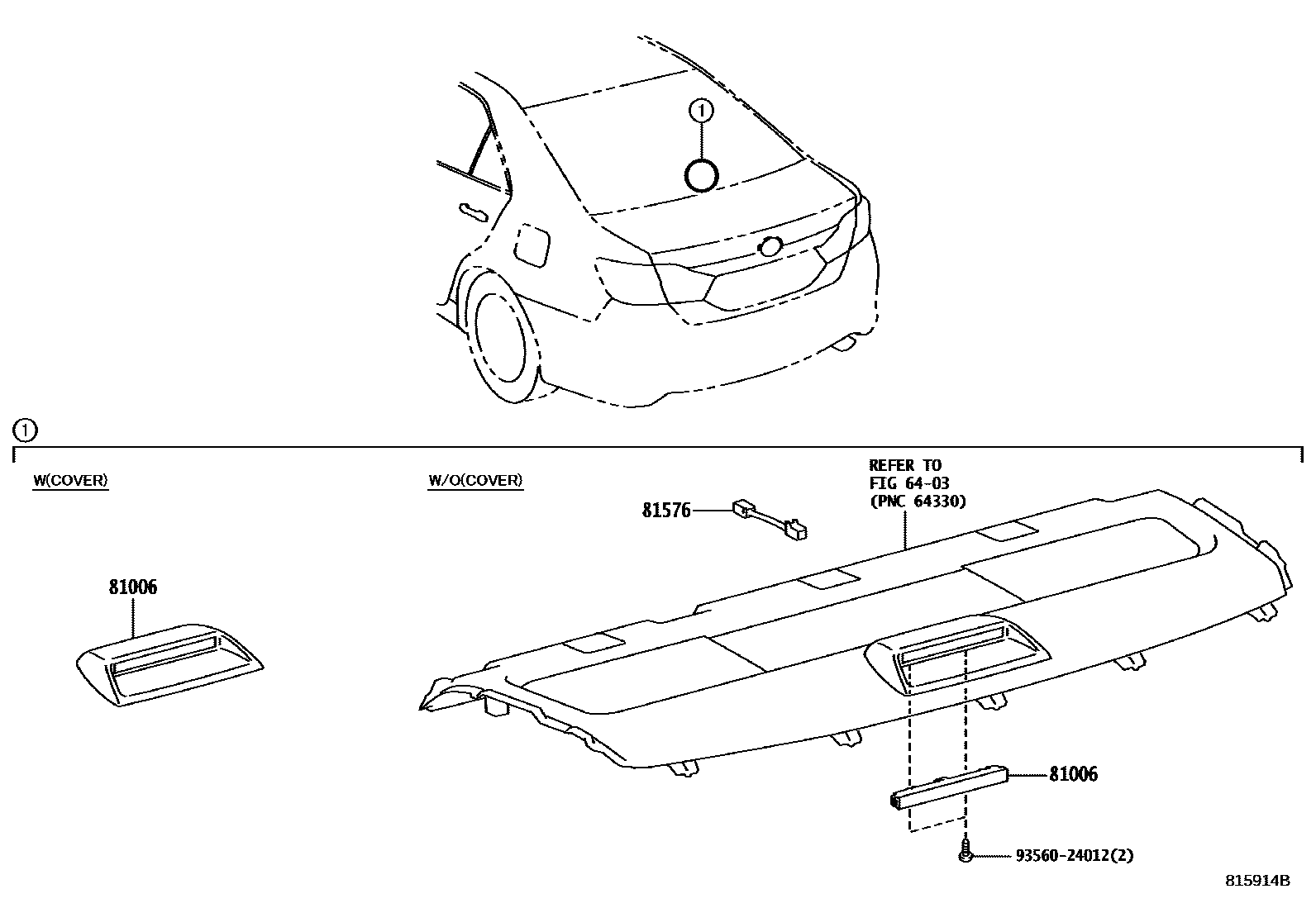 Toyota CAMRY 高位刹车灯 EPC diagram — 815914B