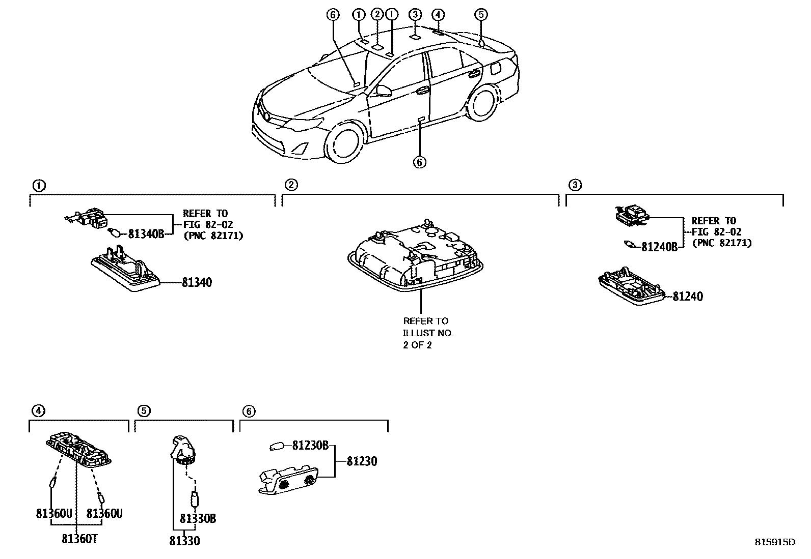 Toyota CAMRY 车内灯 EPC diagram — 815915D