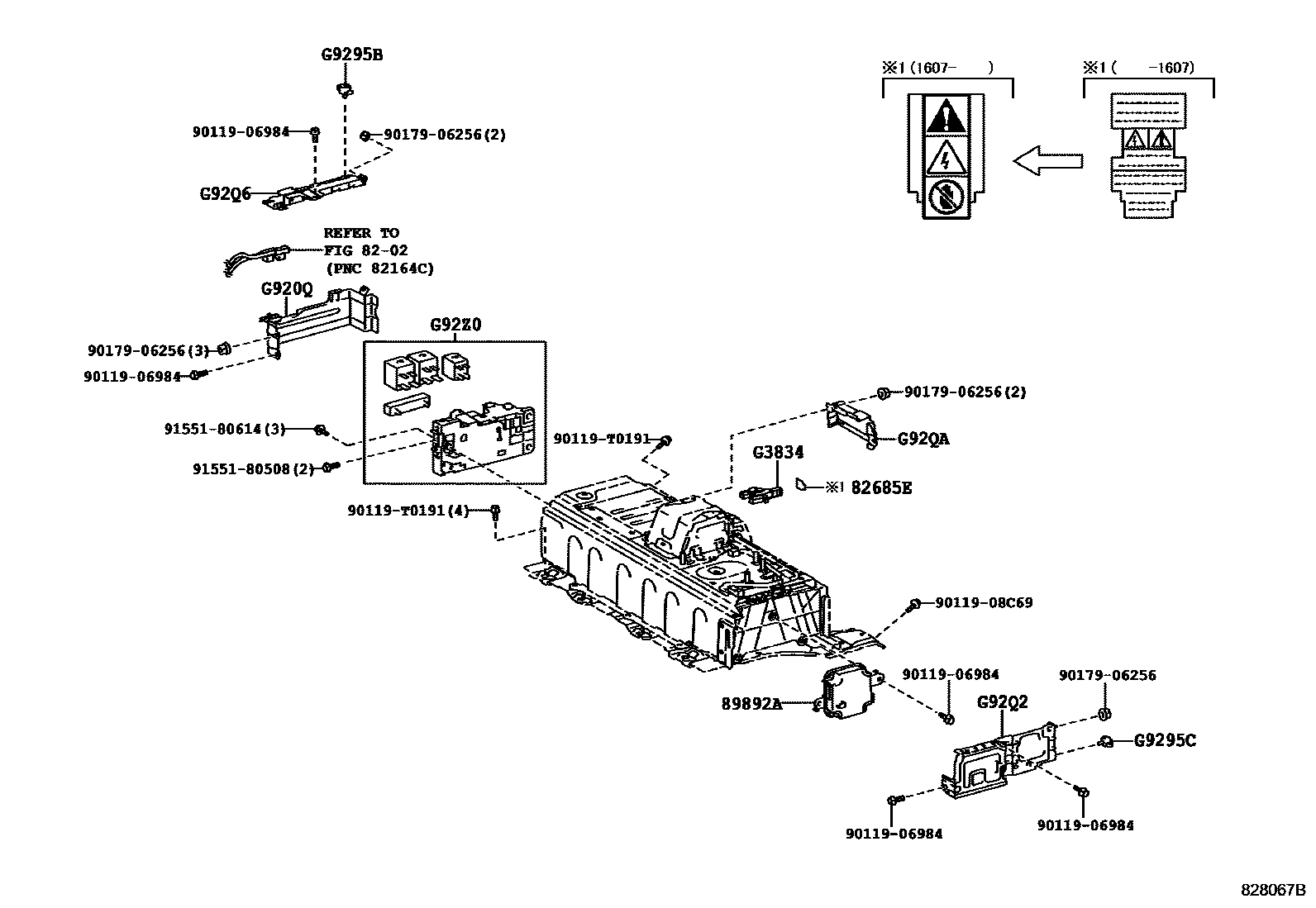 Toyota CAMRY 蓄电池和蓄电池电缆 EPC diagram — 828067B
