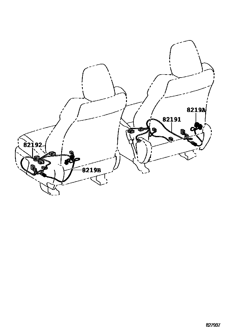 Toyota CAMRY 线束和卡夹 EPC diagram — 827937