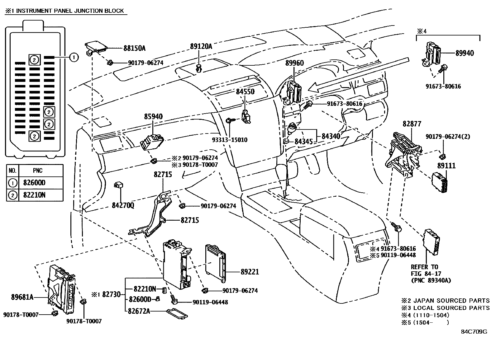 Toyota CAMRY 开关和继电器和ECU EPC diagram — 84C709G
