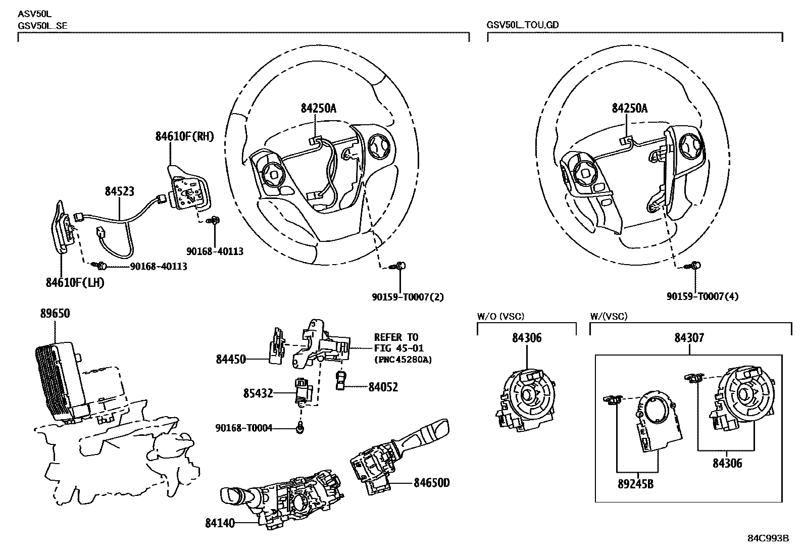 Toyota CAMRY 开关和继电器和ECU EPC diagram — 84C993B
