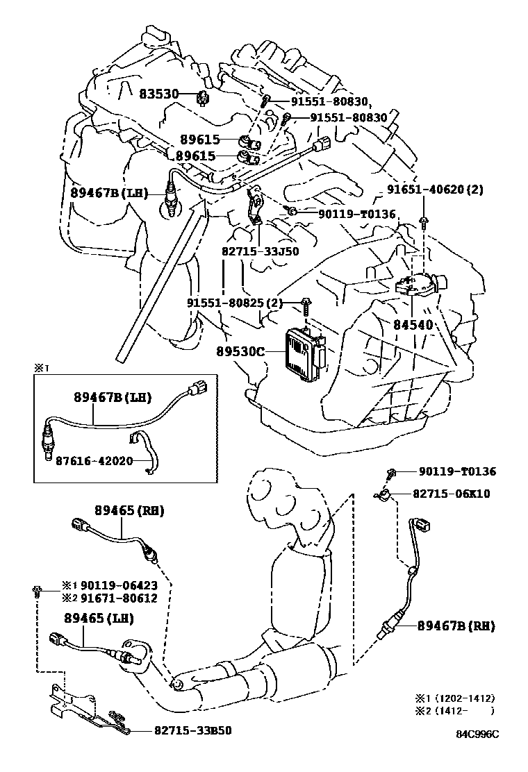 Toyota CAMRY 开关和继电器和ECU EPC diagram — 84C996C