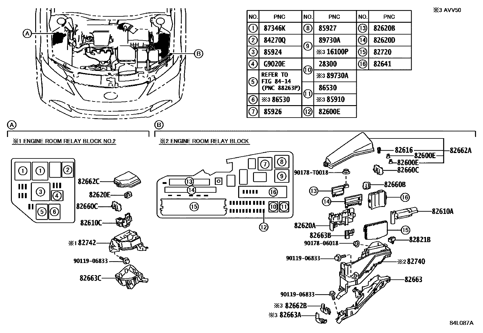 Toyota CAMRY 开关和继电器和ECU EPC diagram — 84L087A