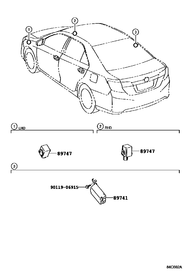 Toyota CAMRY 遥控门锁 EPC diagram — 84C692A