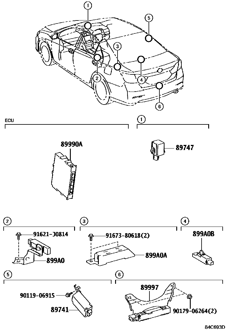 Toyota CAMRY 遥控门锁 EPC diagram — 84C693D
