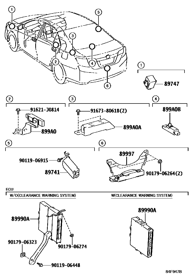 Toyota CAMRY 遥控门锁 EPC diagram — 84F947B