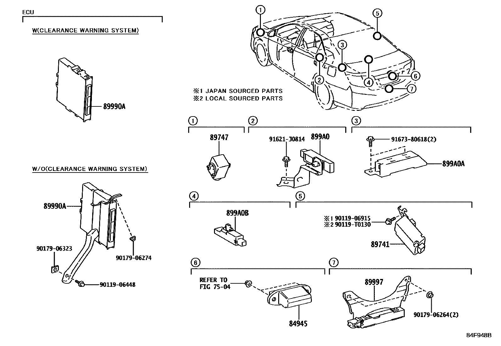Toyota CAMRY 遥控门锁 EPC diagram — 84F948B