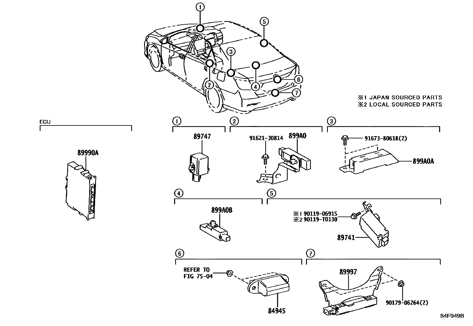 Toyota CAMRY 遥控门锁 EPC diagram — 84F949B