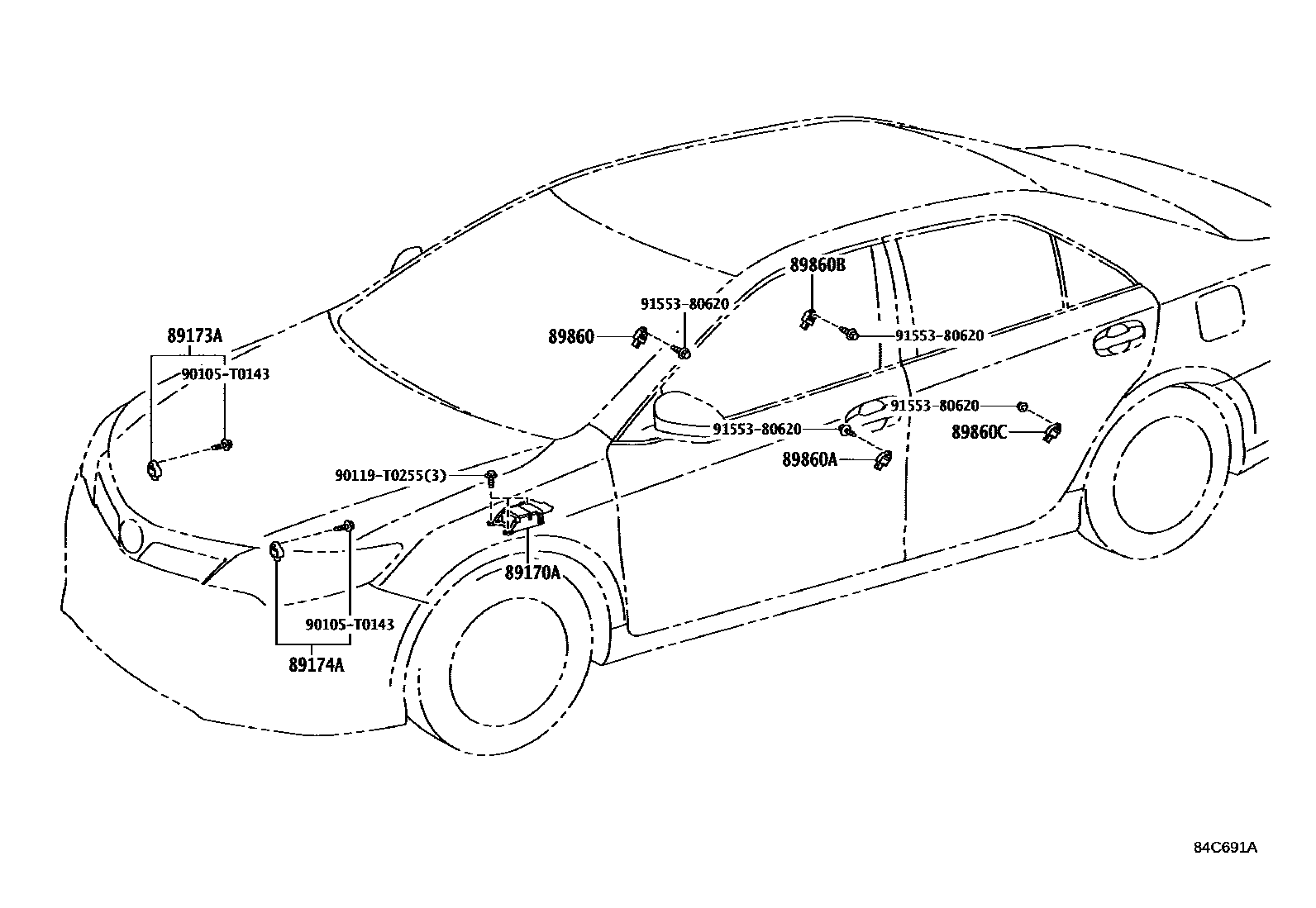 Toyota CAMRY 空气囊 EPC diagram — 84C691A