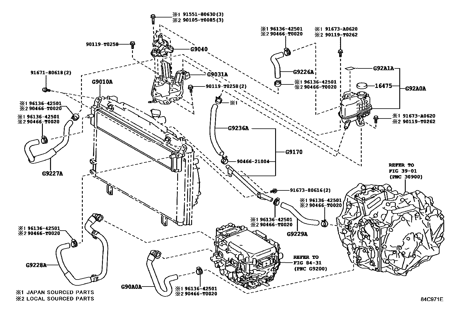 Toyota CAMRY 逆变器冷却系统 EPC diagram — 84C971E
