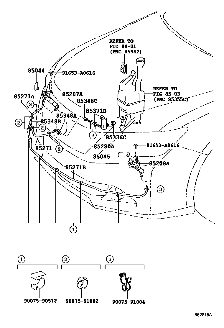 Toyota CAMRY 前大灯清洗器 EPC diagram — 852815A