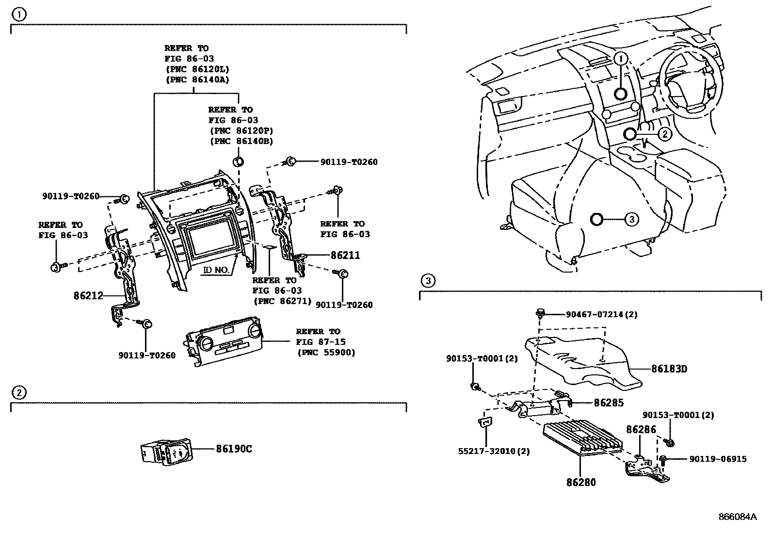 Toyota CAMRY 收音机、放大器和冷凝器 EPC diagram — 866084A