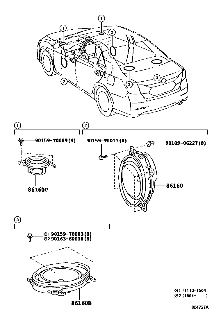 Toyota CAMRY 扬声器 EPC diagram — 864727A