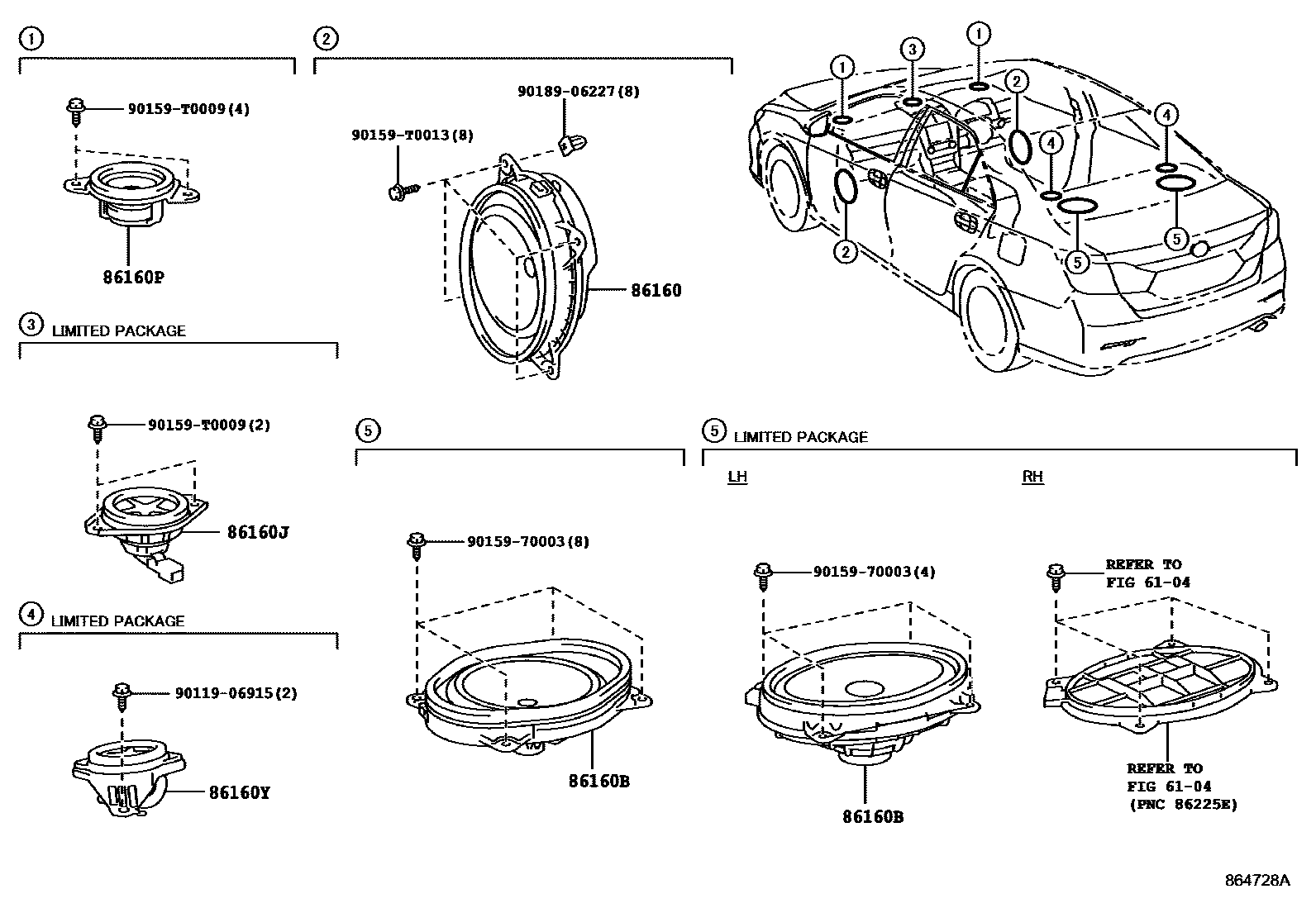Toyota CAMRY 扬声器 EPC diagram — 864728A