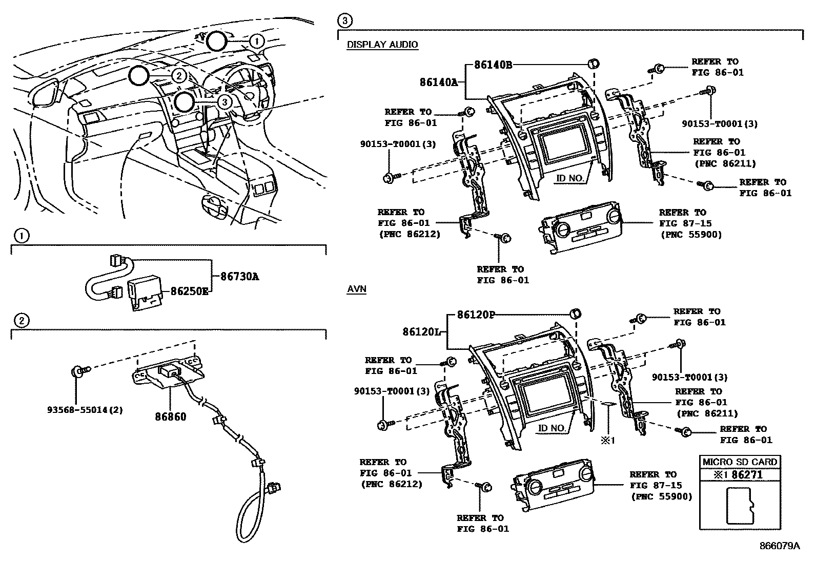 Toyota CAMRY 导航和前监视器显示屏 EPC diagram — 866079A