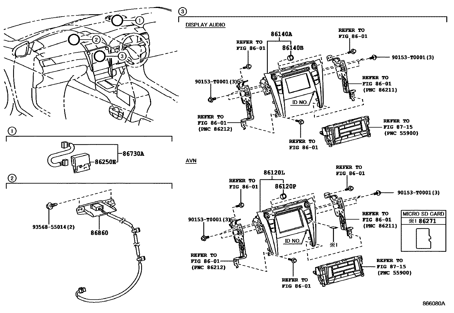 Toyota CAMRY 导航和前监视器显示屏 EPC diagram — 866080A