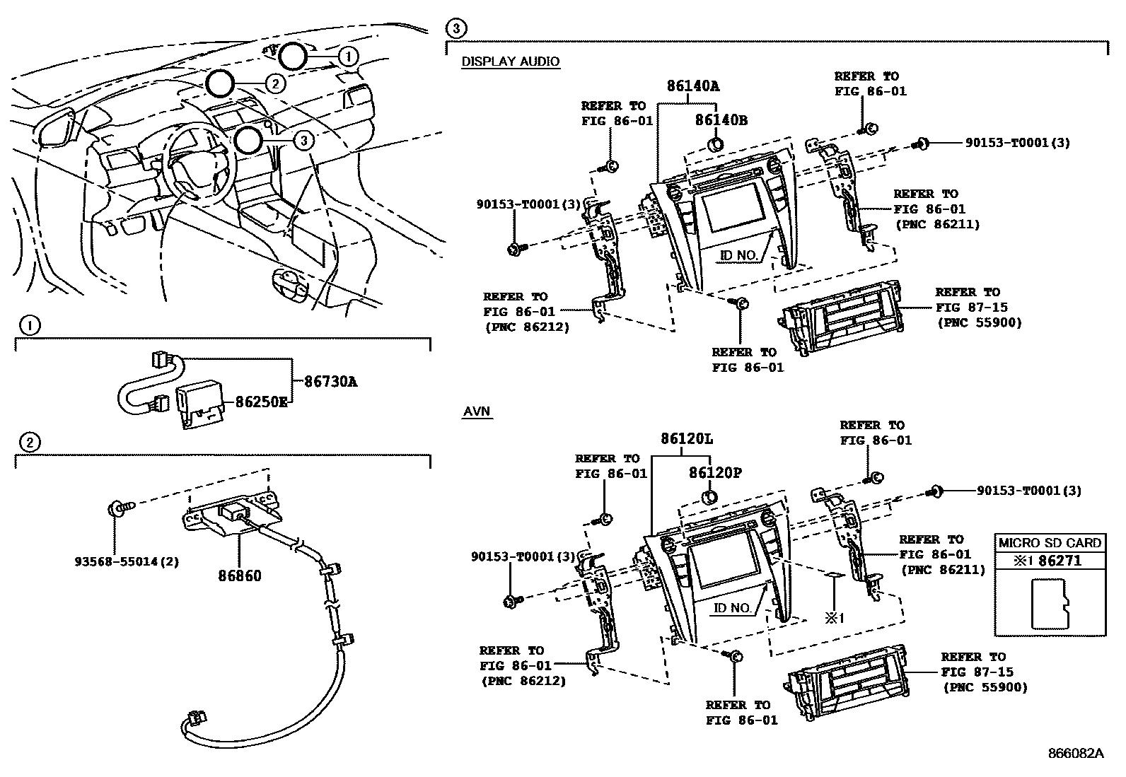 Toyota CAMRY 导航和前监视器显示屏 EPC diagram — 866082A
