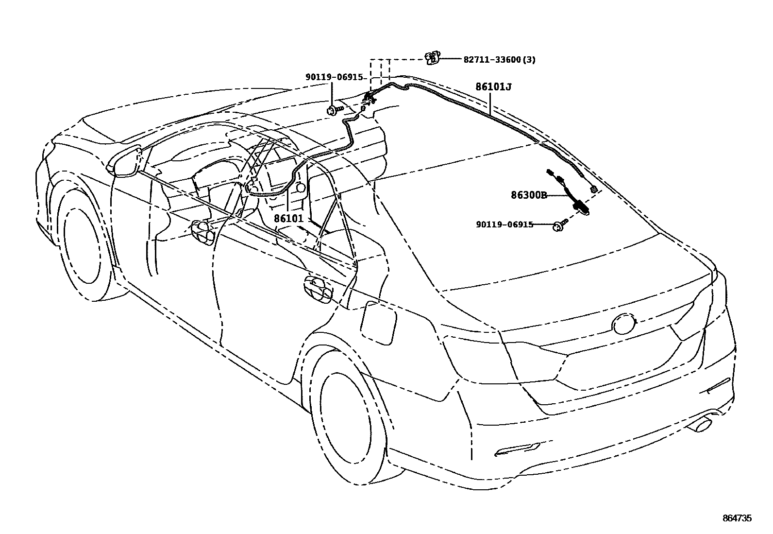 Toyota CAMRY antenna EPC diagram — 864735