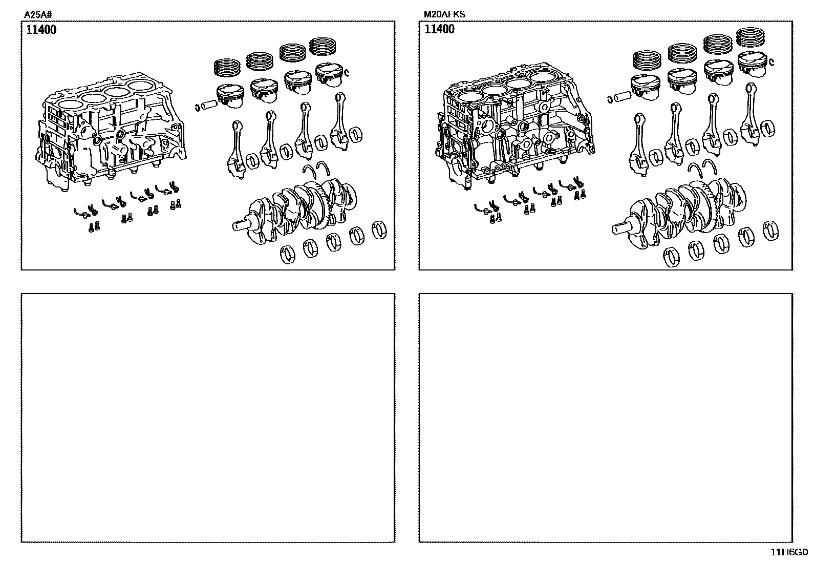 Toyota CAMRY Short Block Assembly EPC diagram — 11H6G0
