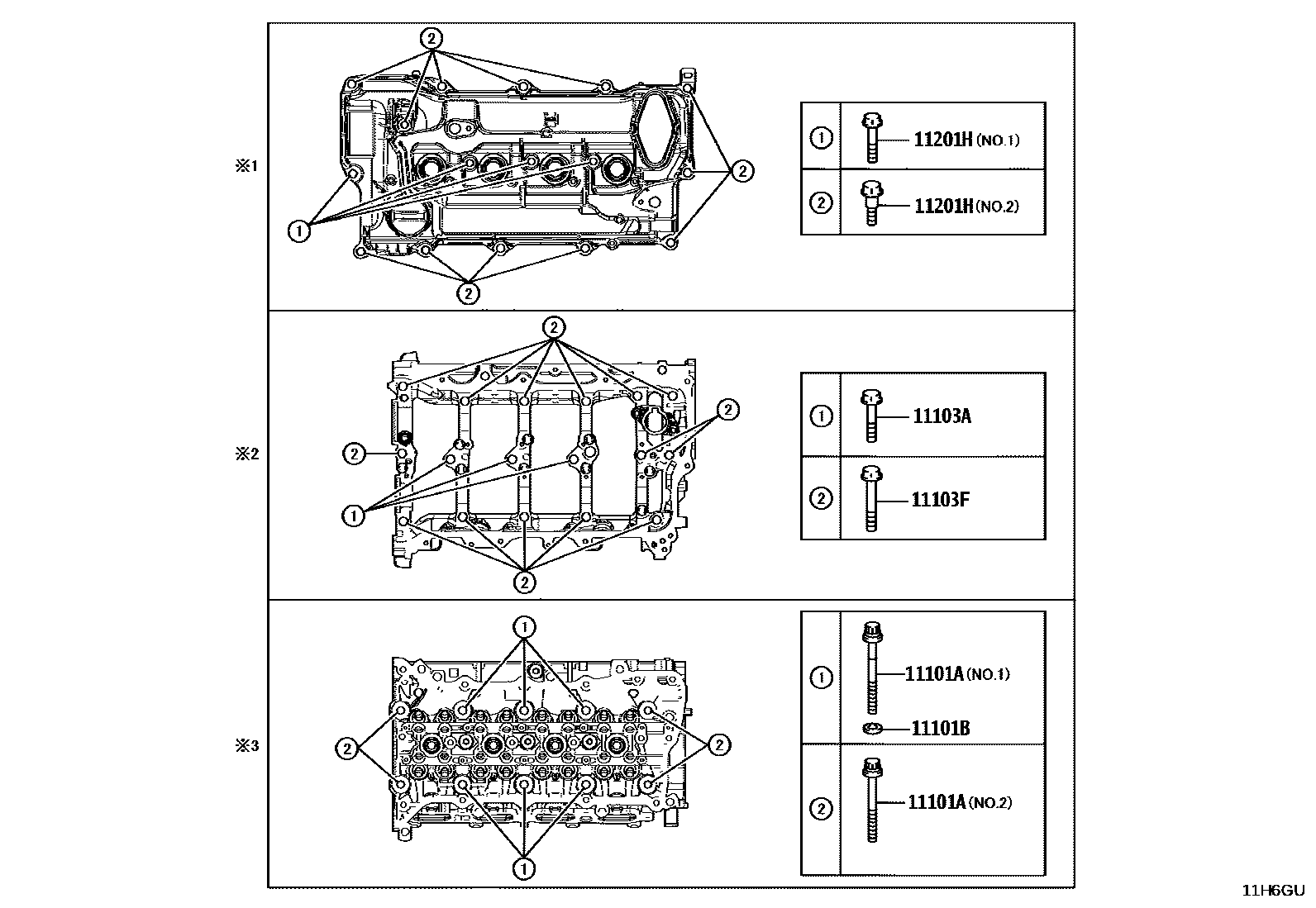 Toyota CAMRY Cylinder Head EPC diagram — 11H6GU