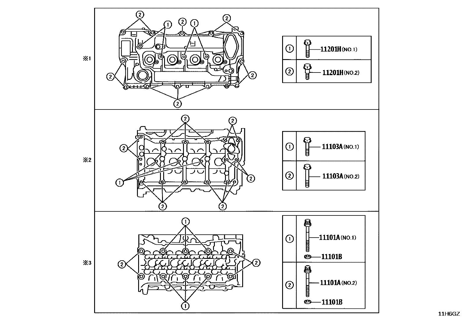 Toyota CAMRY Cylinder Head EPC diagram — 11H6GZ