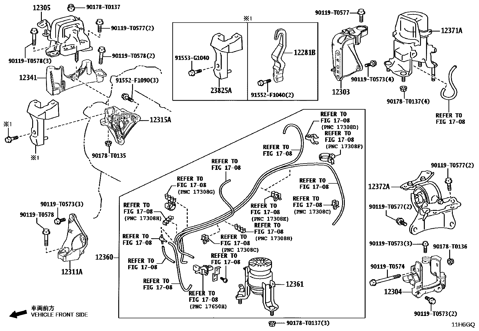 Toyota CAMRY Engine Mounting EPC diagram — 11H6GQ