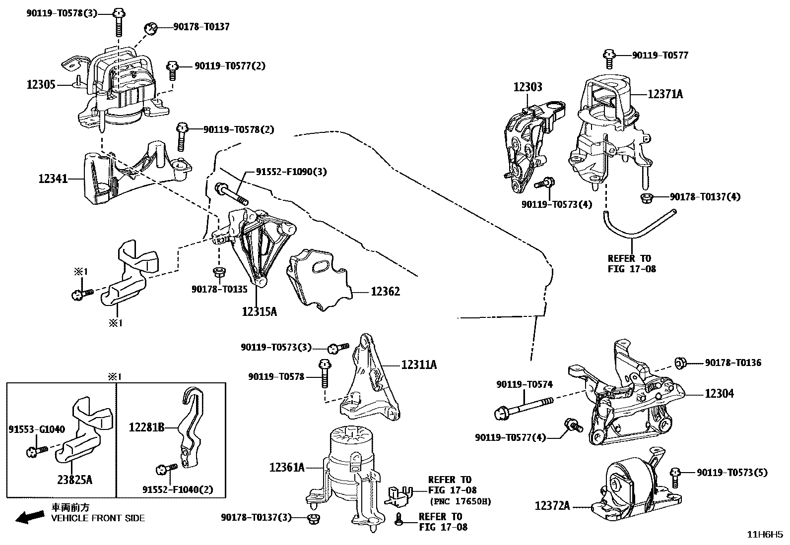 Toyota CAMRY Engine Mounting EPC diagram — 11H6H5