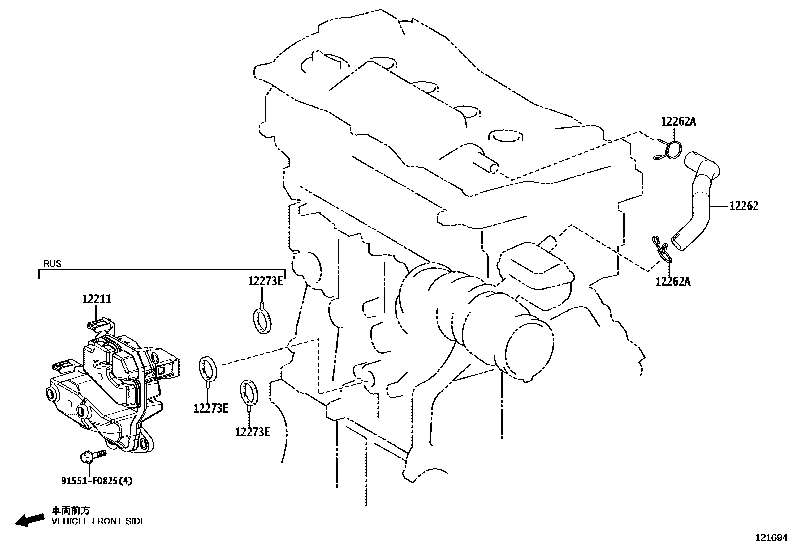 Toyota CAMRY Ventilation Hose EPC diagram — 121694