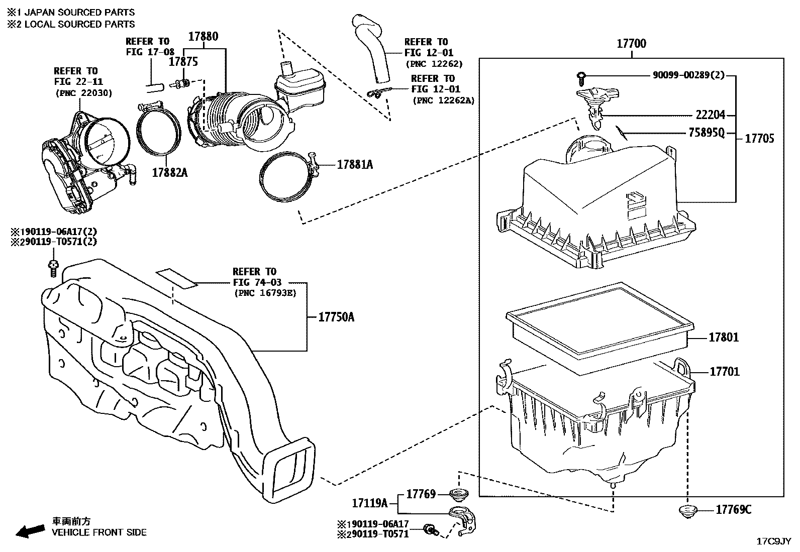 Toyota CAMRY Air Cleaner EPC diagram — 17C9JY