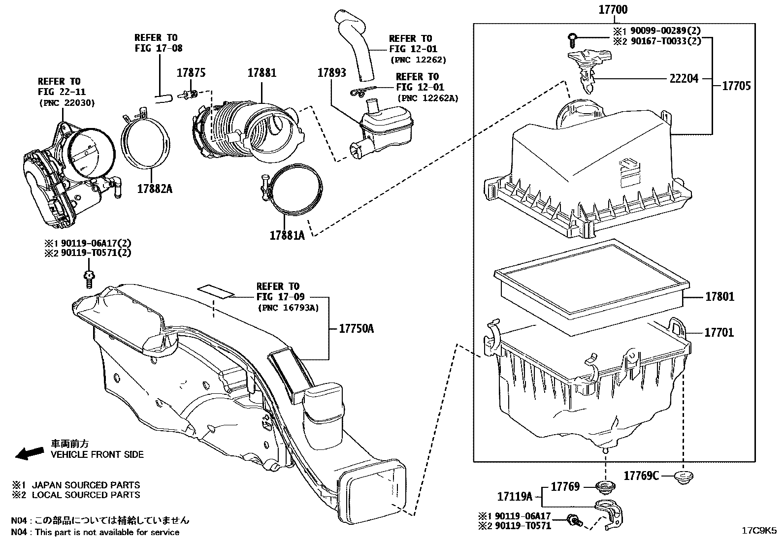 Toyota CAMRY Air Cleaner EPC diagram — 17C9K5
