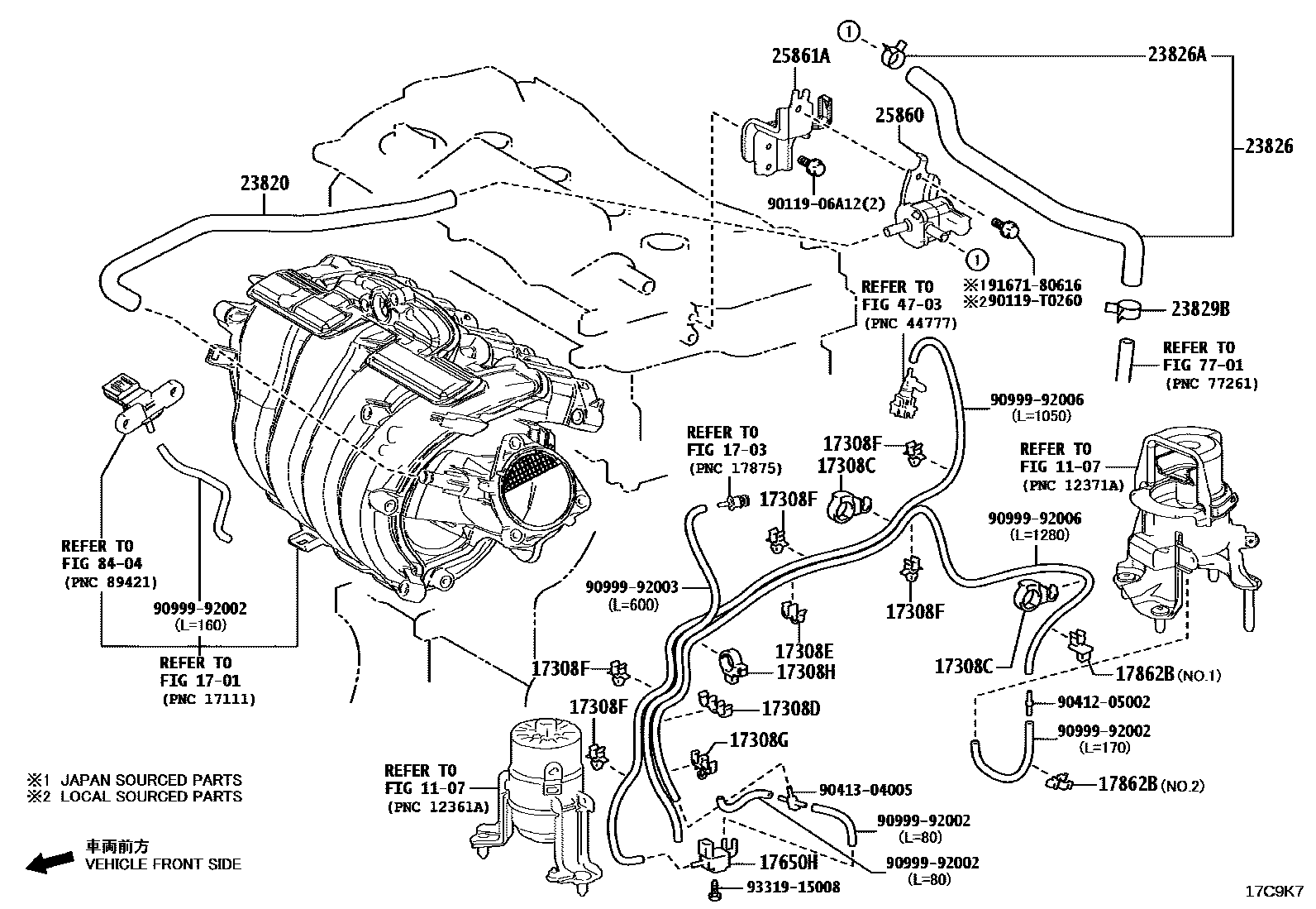 Toyota CAMRY vacuum tube EPC diagram — 17C9K7