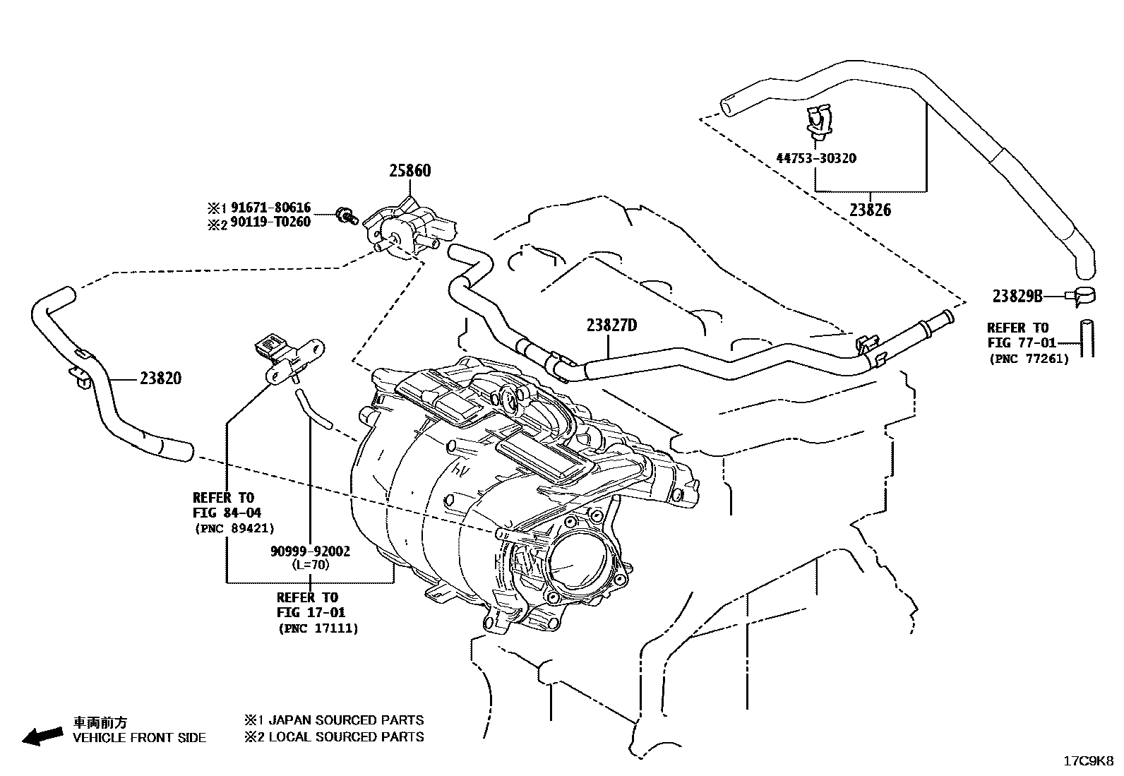 Toyota CAMRY vacuum tube EPC diagram — 17C9K8