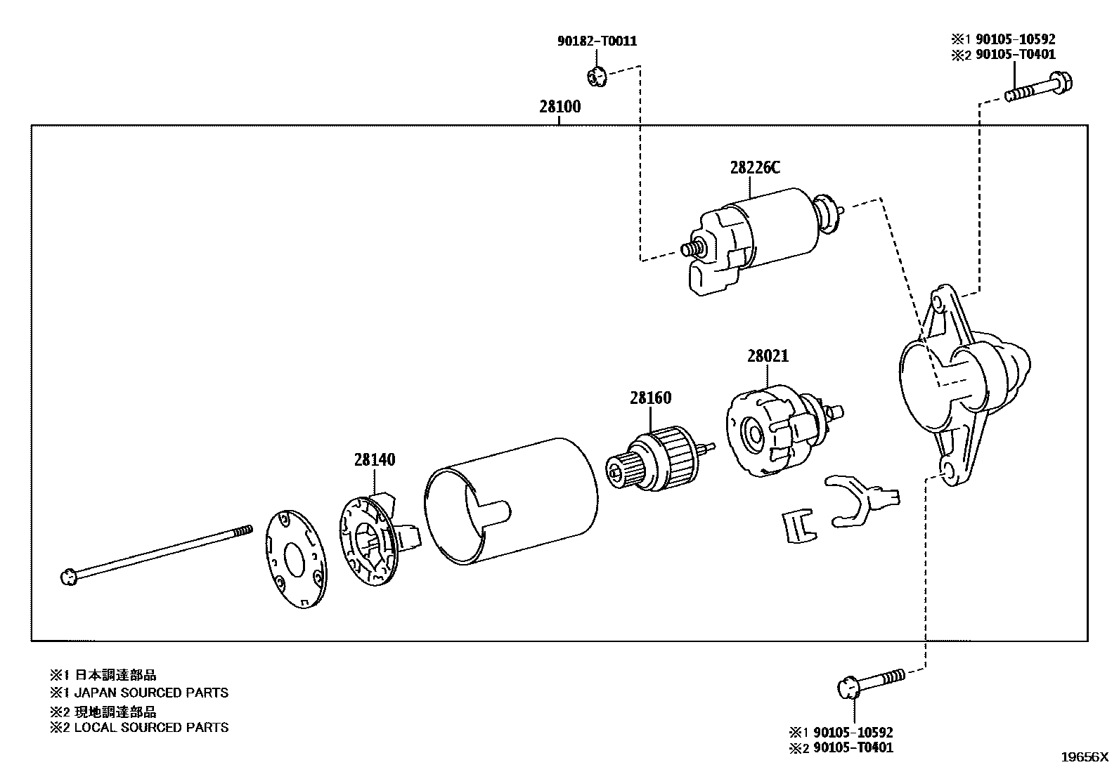 Toyota CAMRY 起动机 EPC diagram — 19656X