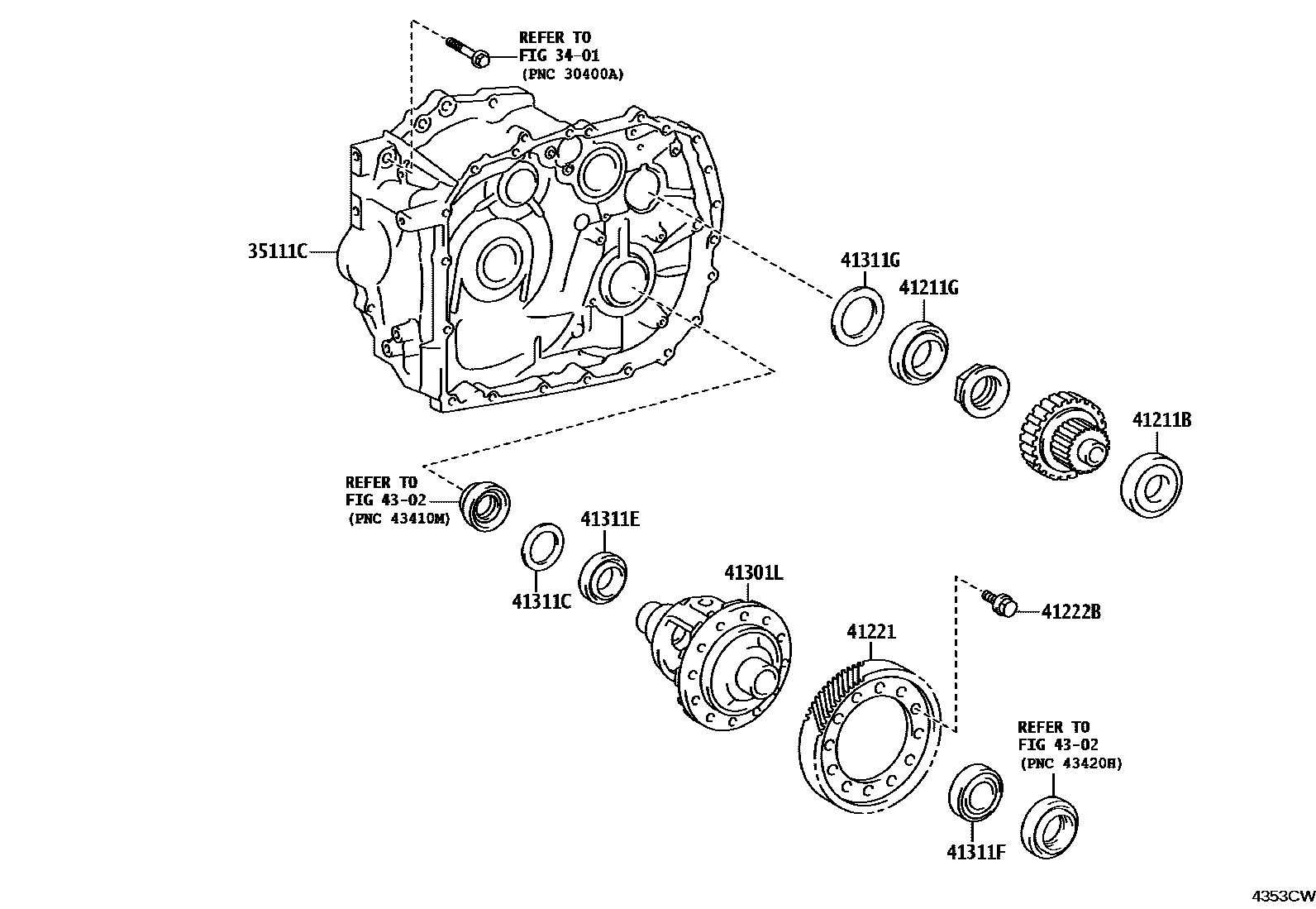 Toyota CAMRY 前桥壳和差速器 EPC diagram — 4353CW