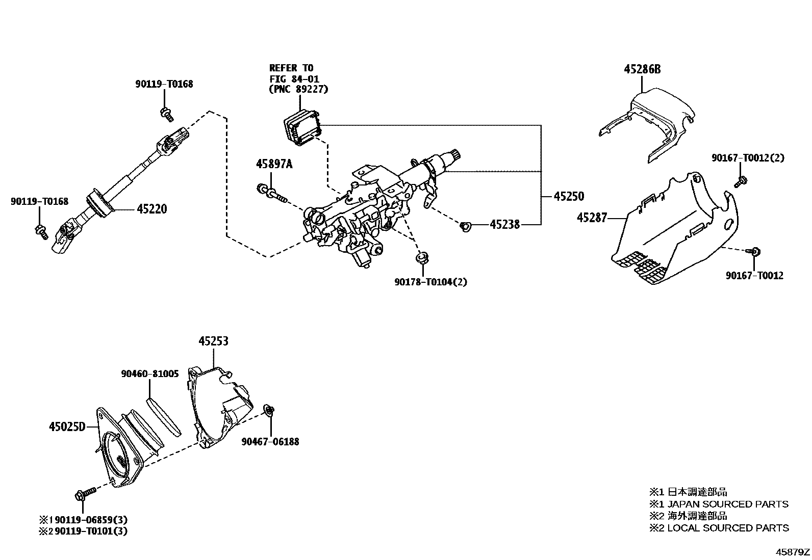 Toyota CAMRY Steering Column & Shaft EPC diagram — 45879Z