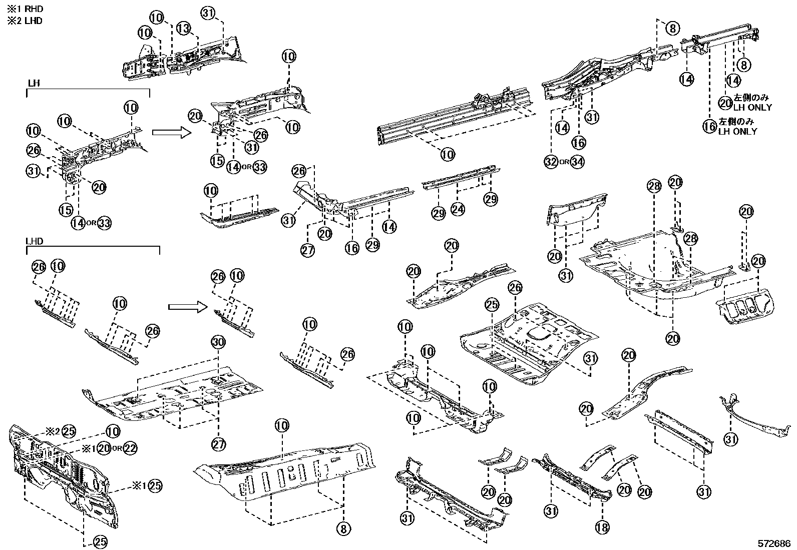 Toyota CAMRY hole plug EPC diagram — 572686