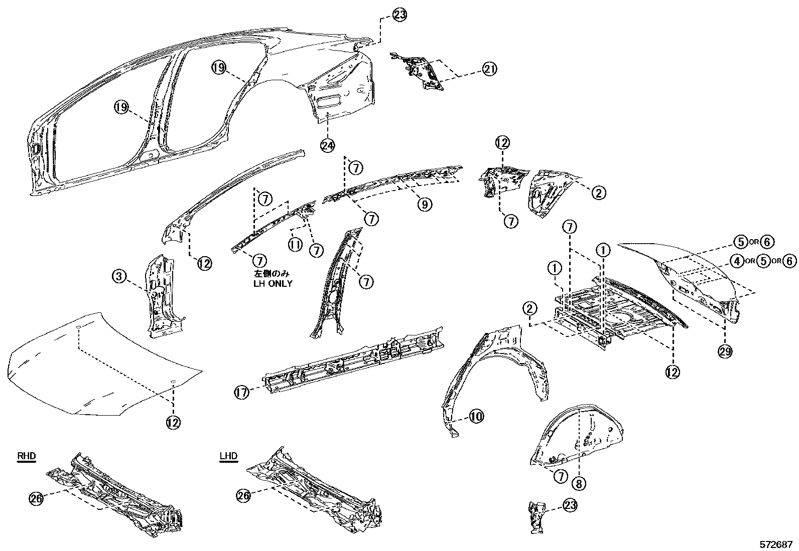 Toyota CAMRY hole plug EPC diagram — 572687