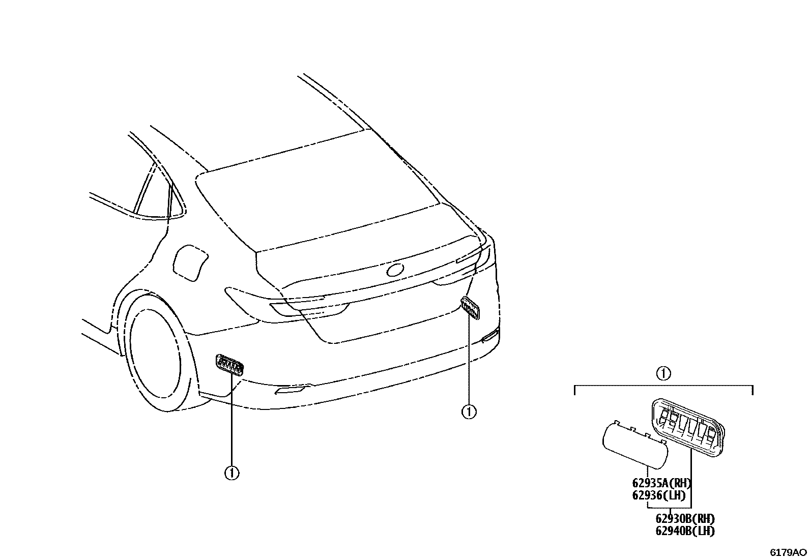 Toyota CAMRY 车侧通风装置 EPC diagram — 6179AO