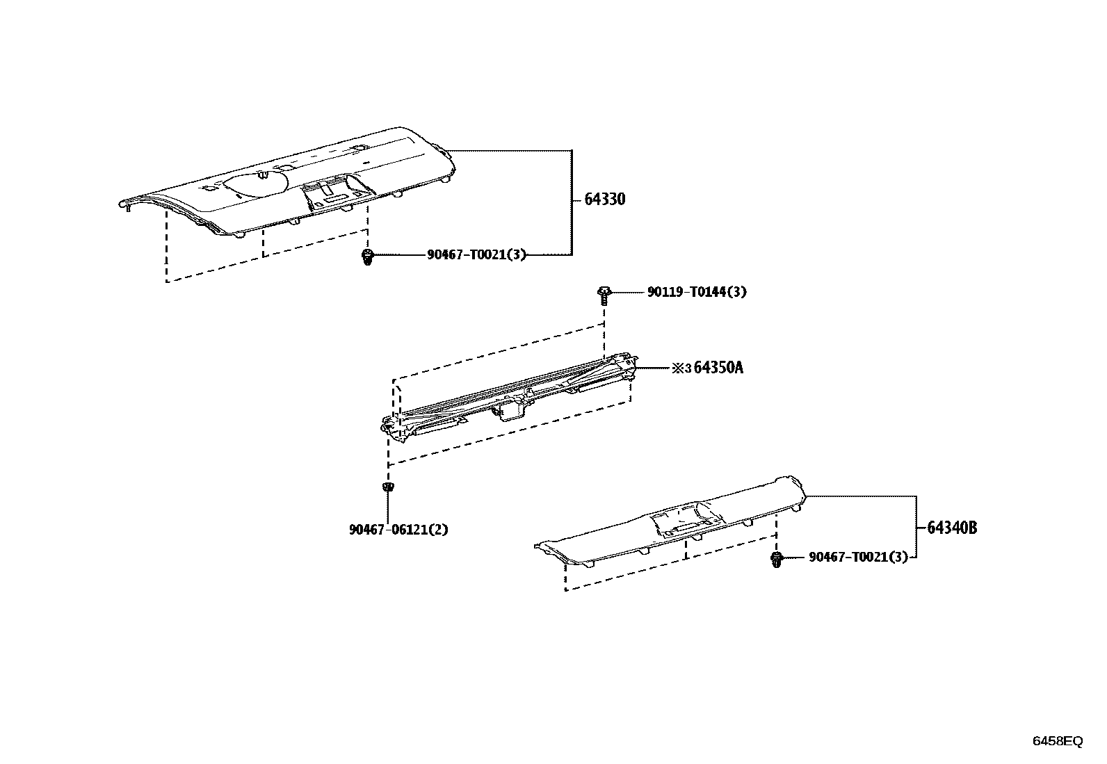 Toyota CAMRY 杂物箱板和行李箱垫 EPC diagram — 6458EQ