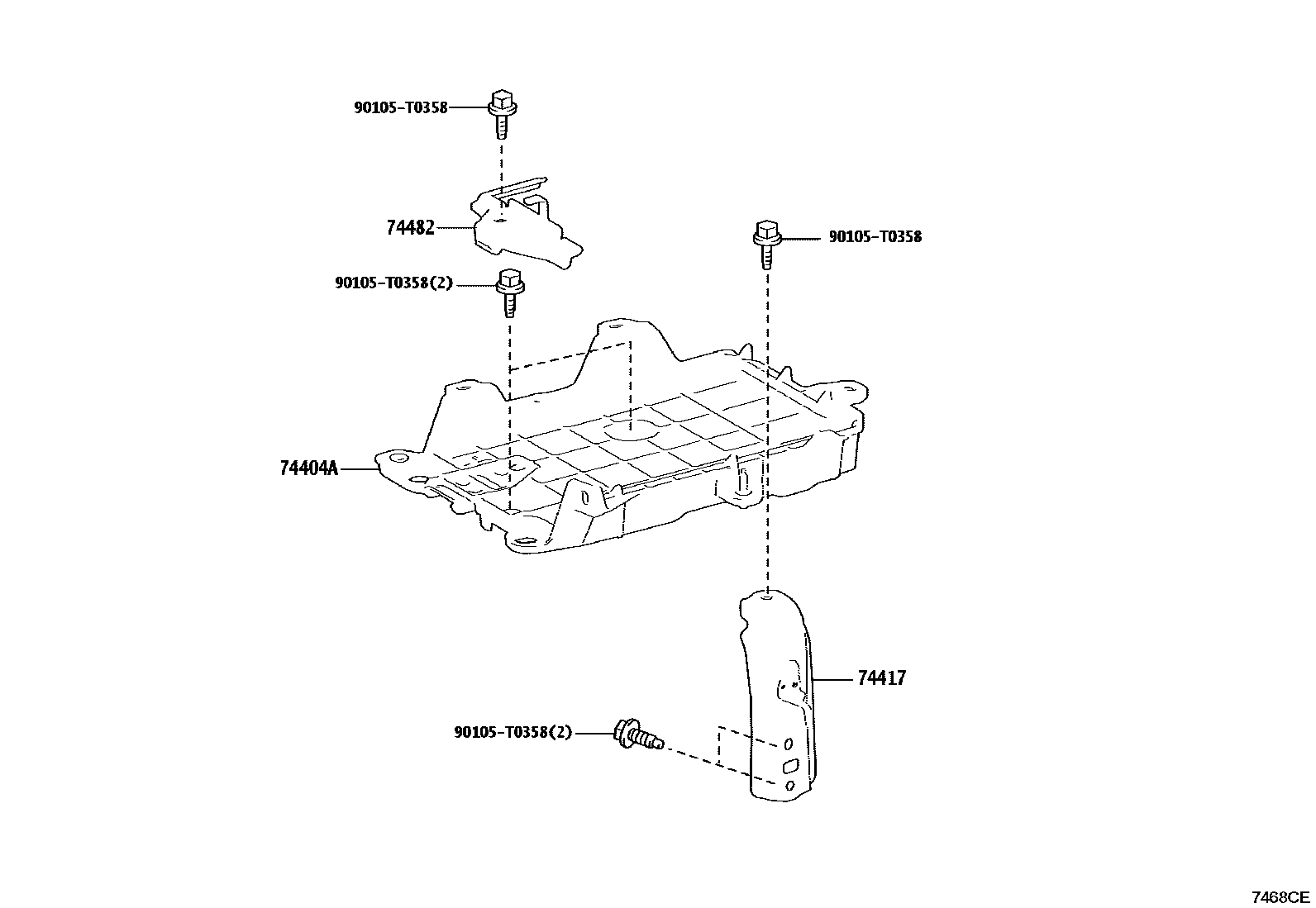 Toyota CAMRY battery holder EPC diagram — 7468CE