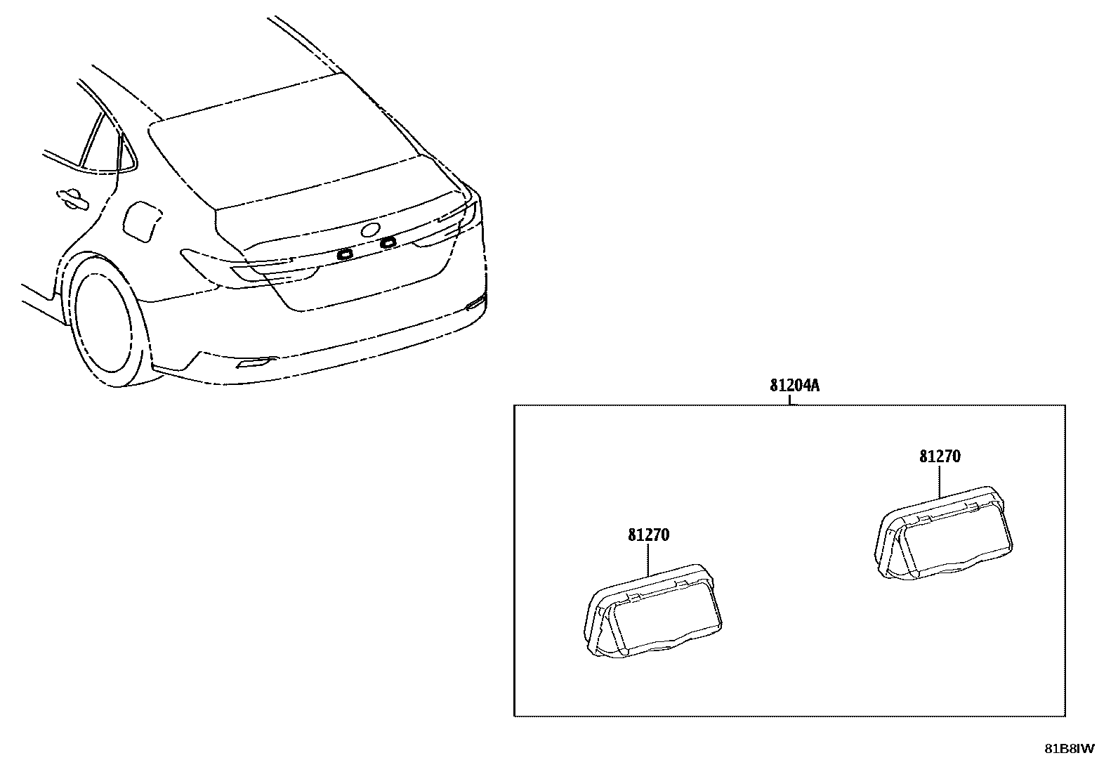 Toyota CAMRY 后牌照灯 EPC diagram — 81B8IW