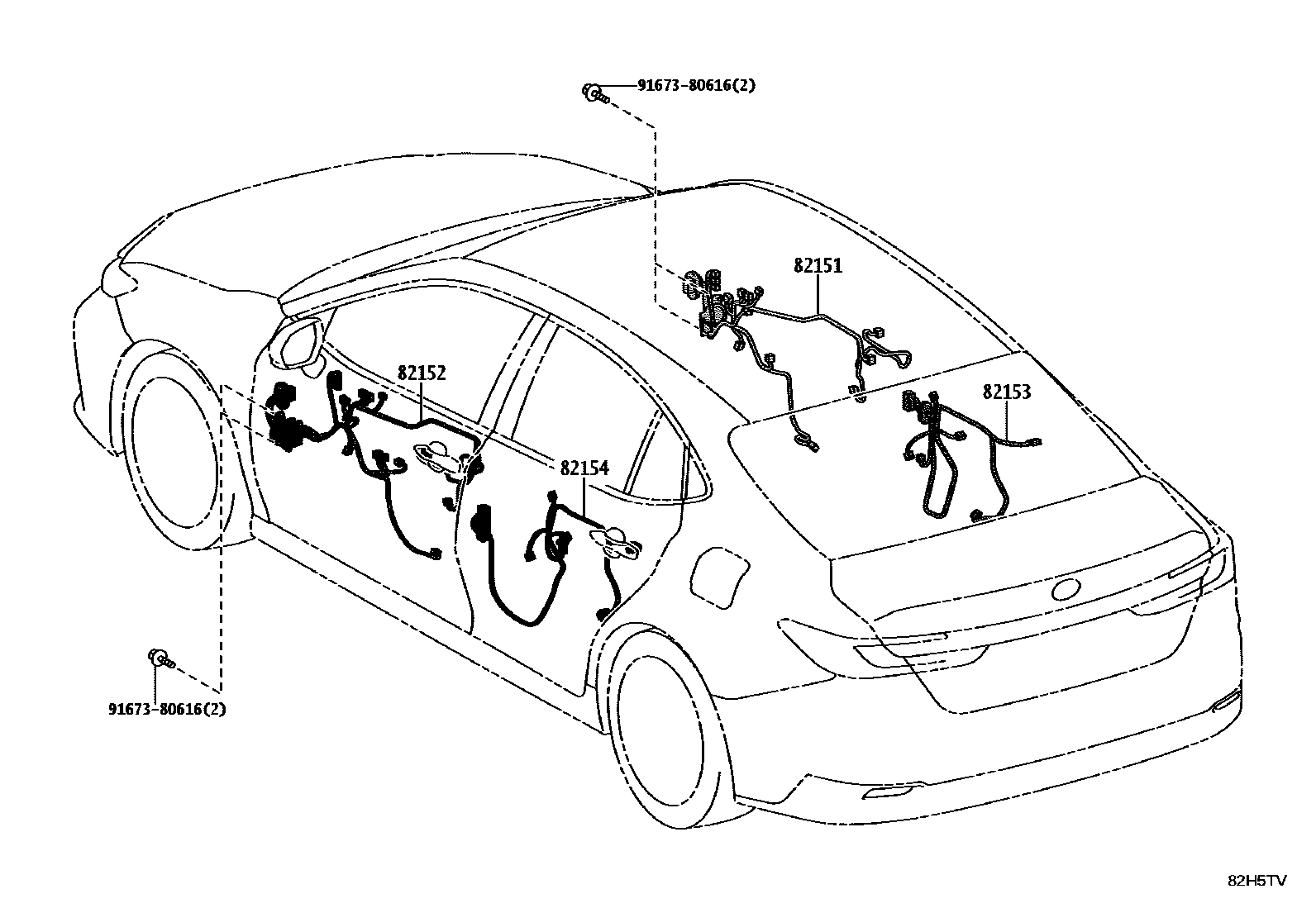 Toyota CAMRY 线束和卡夹 EPC diagram — 82H5TV