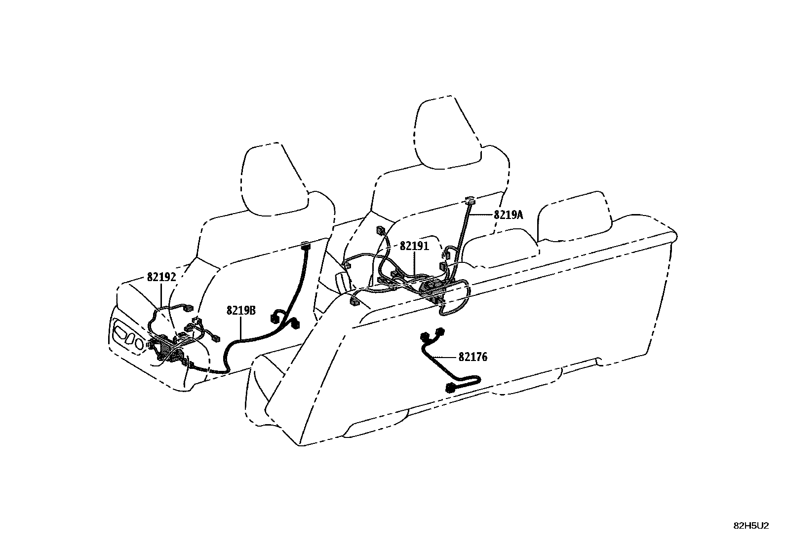 Toyota CAMRY 线束和卡夹 EPC diagram — 82H5U2