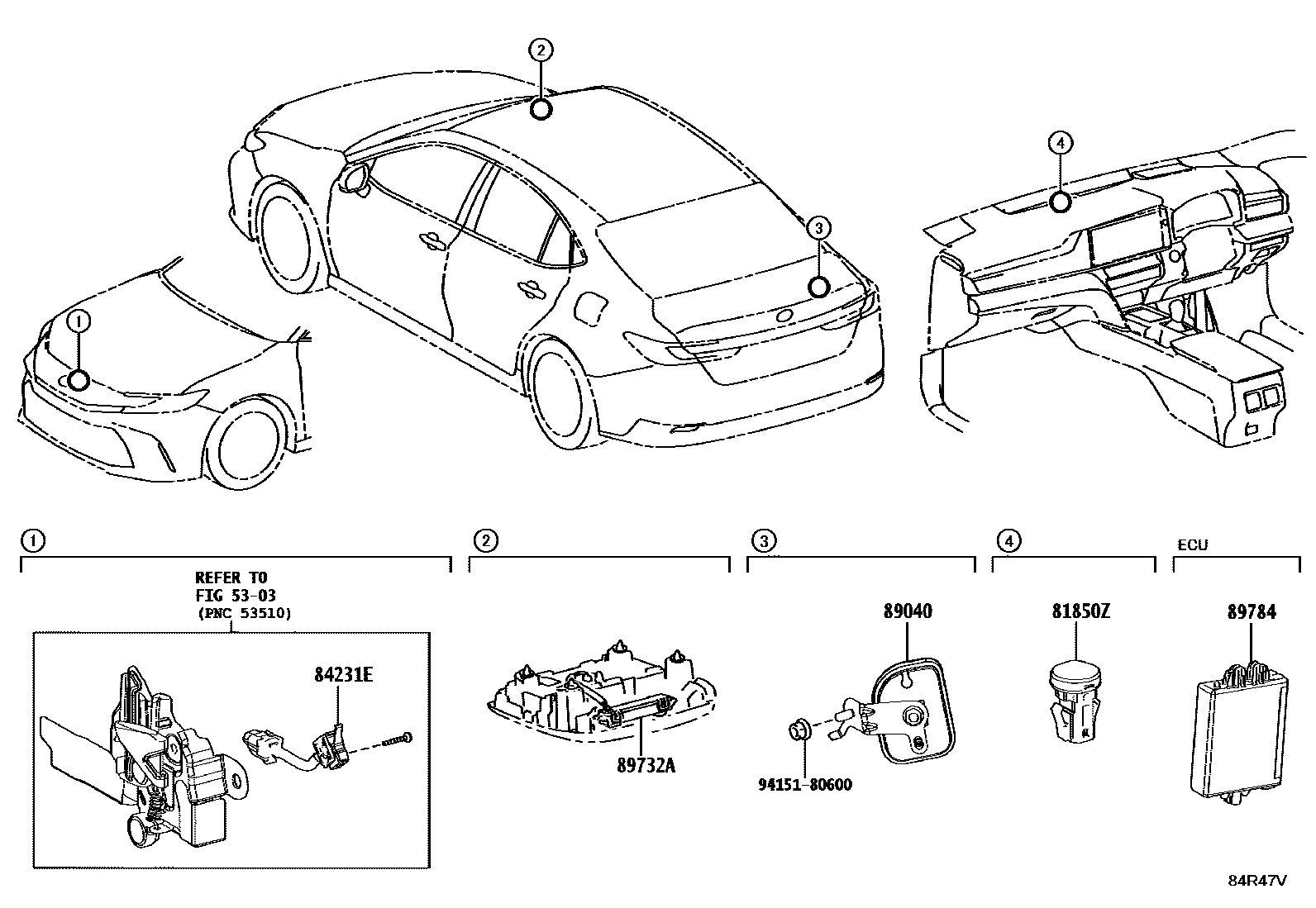 Toyota CAMRY 防盗装置 EPC diagram — 84R47V